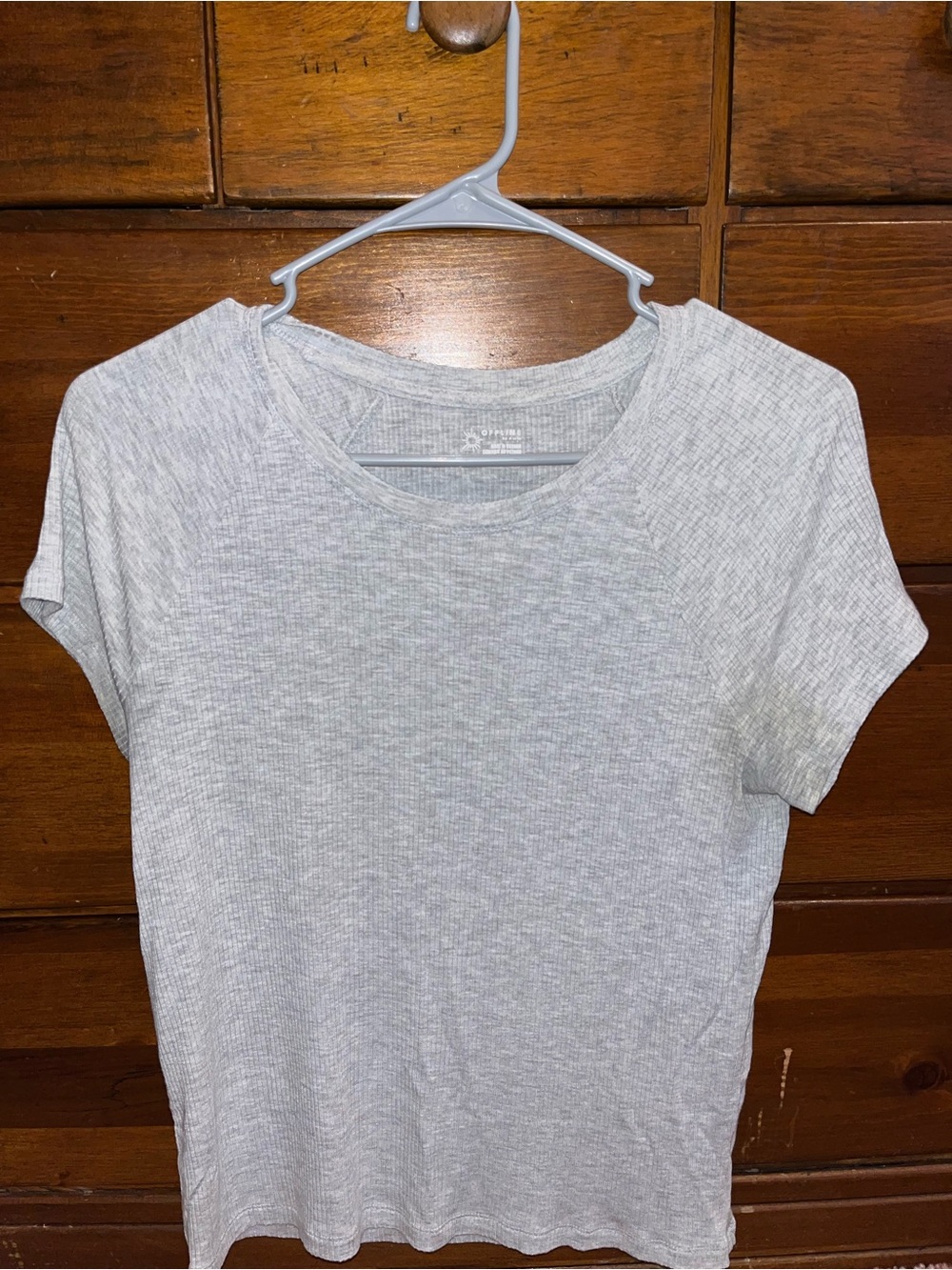 Light Gray Ribbed Crewneck Women's Top From Aerie